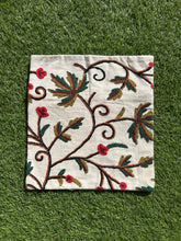 16 in x 16 in Crewel Cushion Covers Flower (White)