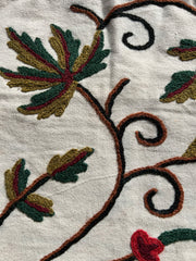 16 in x 16 in Crewel Cushion Covers Flower (White)