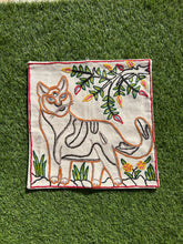 16 in x 16 in Crewel Cushion Covers Cat (White)