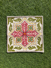 16 in x 16 in Crewel Cushion Covers Flower (White)