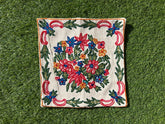 16 in x 16 in Crewel Cushion Covers Flower (White)