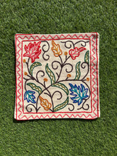 16 in x 16 in Crewel Cushion Covers Flower (White)