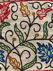 16 in x 16 in Crewel Cushion Covers Flower (White)