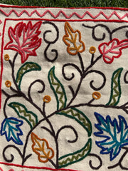 16 in x 16 in Crewel Cushion Covers Flower (White)