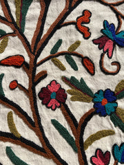 16 in x 16 in Crewel Cushion Covers Flower (White)
