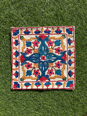 16 in x 16 in Crewel Cushion Covers Flower (White)