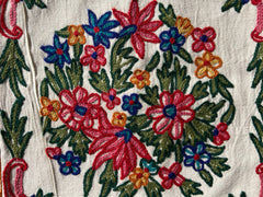 16 in x 16 in Crewel Cushion Covers Flower (White)