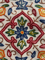 16 in x 16 in Crewel Cushion Covers Flower (White)