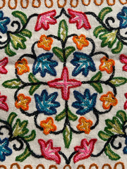 16 in x 16 in Crewel Cushion Covers Flower (White)
